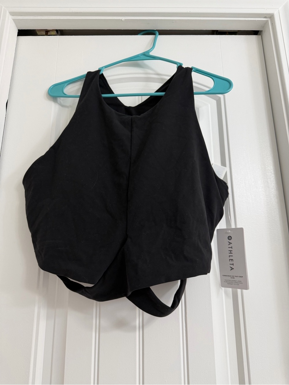 Athleta Black High-Neck Crop Sports Bra